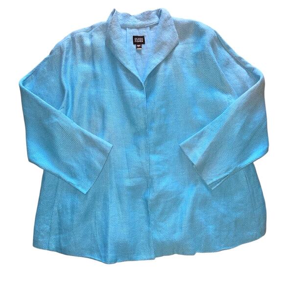 Eileen Fisher Open Front Swing Jacket Linen Blazer size Large - Picture 1 of 9